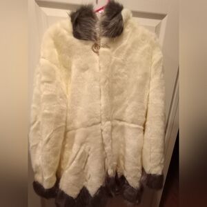 Elegant White and Gray Women's Coat